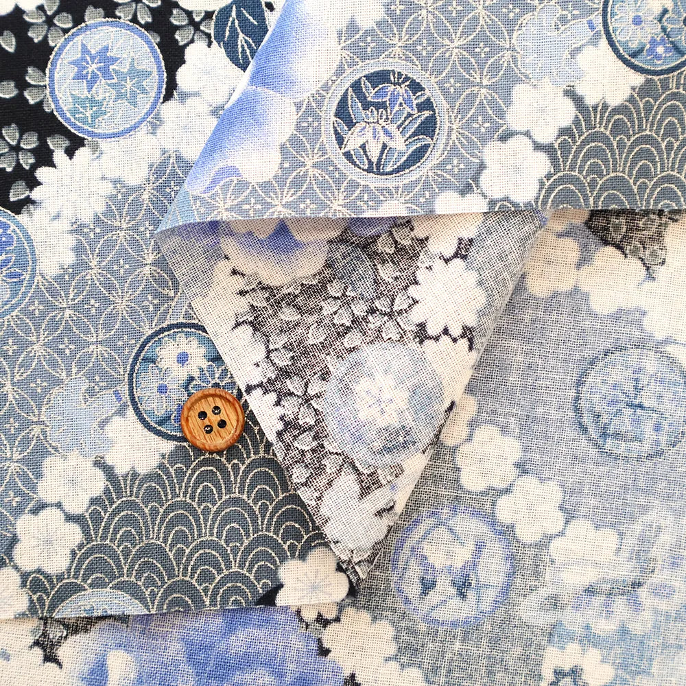 Cotton Sharting Lame (Glitter) Printed Fabric - Hana to Mari - nomura tailor