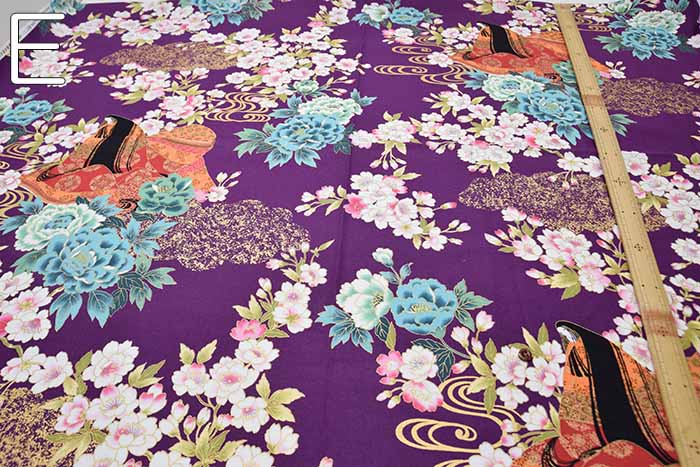 Cotton cinching print fabric Murasakishikibu - nomura tailor