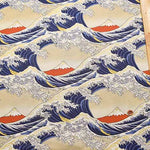 Cotton sheeting print fabric Fuji and Waves - nomura tailor