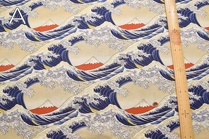 Cotton sheeting print fabric Fuji and Waves - nomura tailor