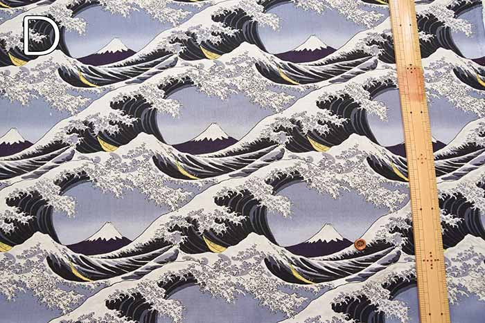 Cotton sheeting print fabric Fuji and Waves - nomura tailor