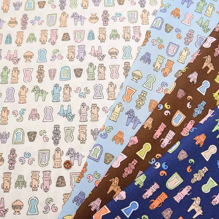 Cotton sheeting print fabric Haniwa - nomura tailor