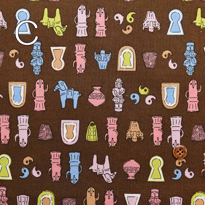 Cotton sheeting print fabric Haniwa - nomura tailor