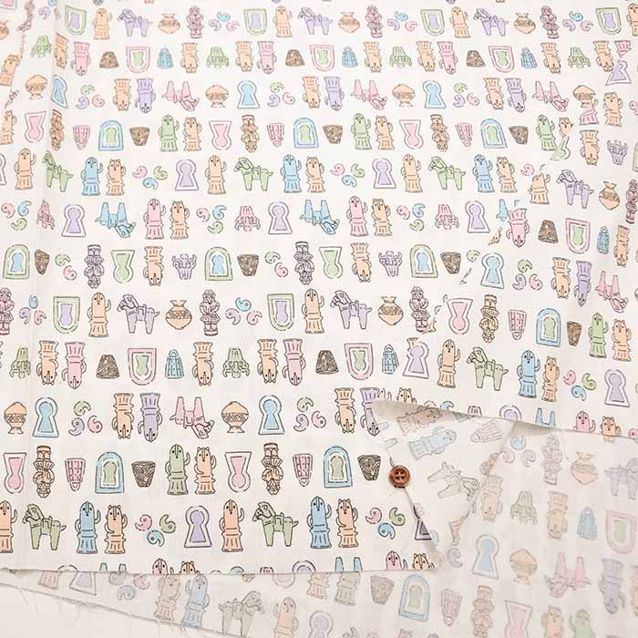 Cotton sheeting print fabric Haniwa - nomura tailor