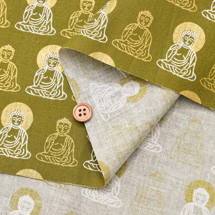 Cotton chinese Grame printed fabric Big Buddha - nomura tailor