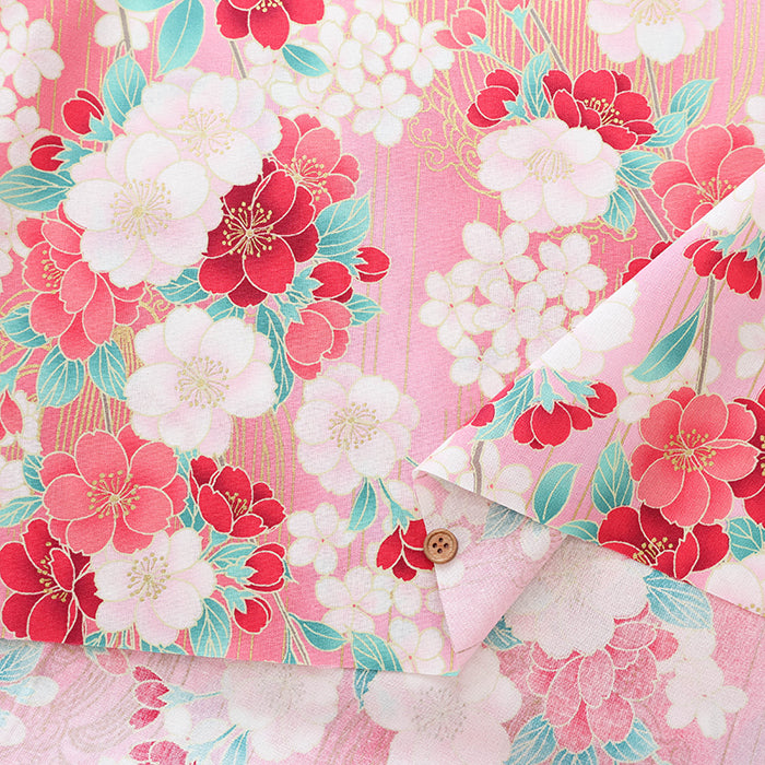 Cotton Scare Lame (Glitter) Fabric - Cherry blossoms - nomura tailor