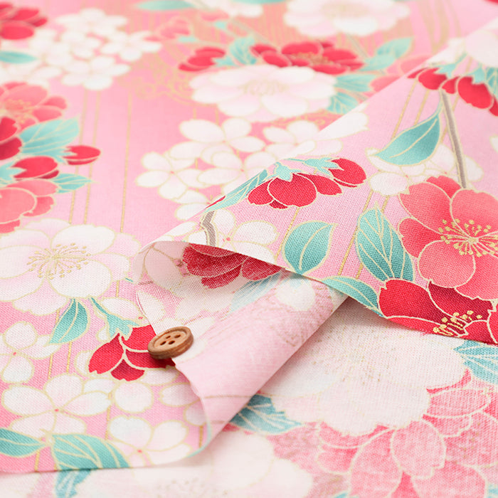 Cotton Scare Lame (Glitter) Fabric - Cherry blossoms - nomura tailor