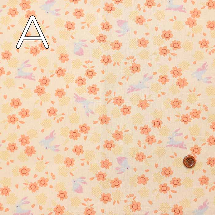 Cotton seating print fabric Japanese style rabbit - nomura tailor