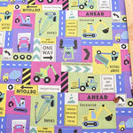 Cotton CB printed fabric Dream Child Working car construction type - nomura tailor