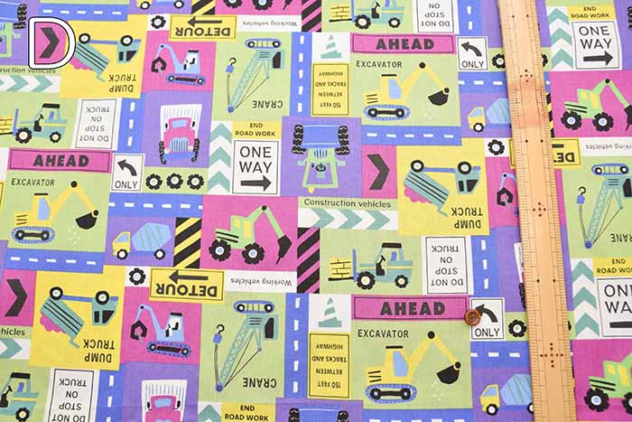 Cotton CB printed fabric Dream Child Working car construction type - nomura tailor