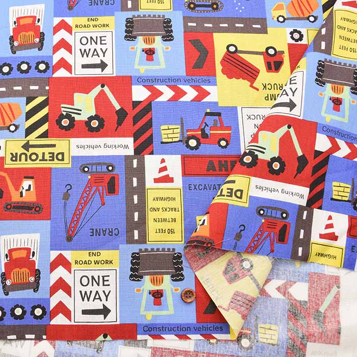 Cotton CB printed fabric Dream Child Working car construction type - nomura tailor