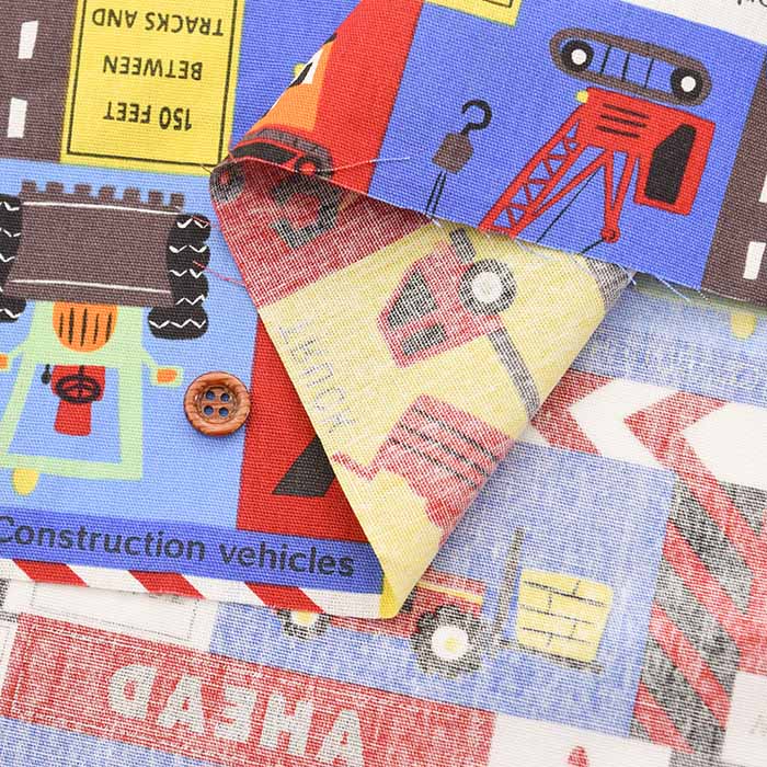 Cotton CB printed fabric Dream Child Working car construction type - nomura tailor