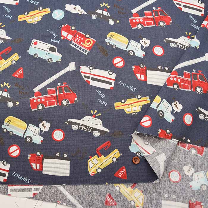 Cotton CB printed fabric Dream Child working car - nomura tailor