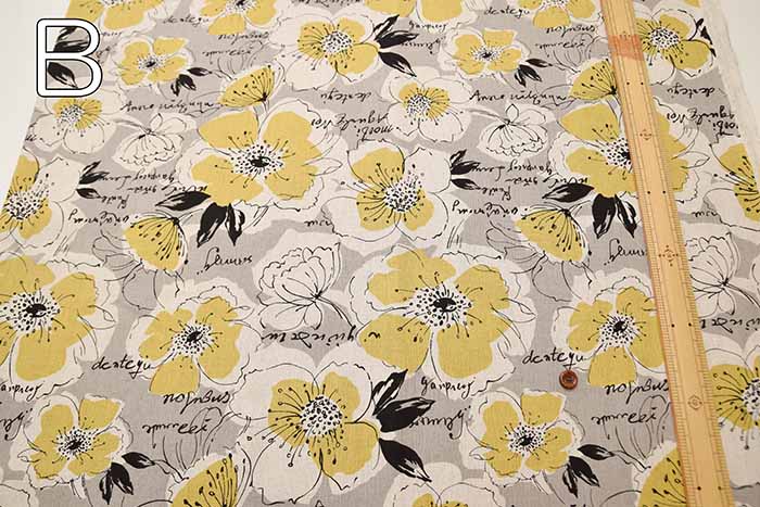 C/L Canvas Printed Fabric Drawing Flower - nomura tailor