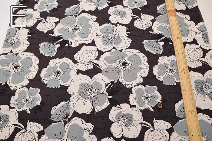 C/L Canvas Printed Fabric Drawing Flower - nomura tailor