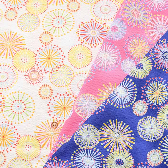 Cotton Ripple Printed Fabric Fireworks - nomura tailor