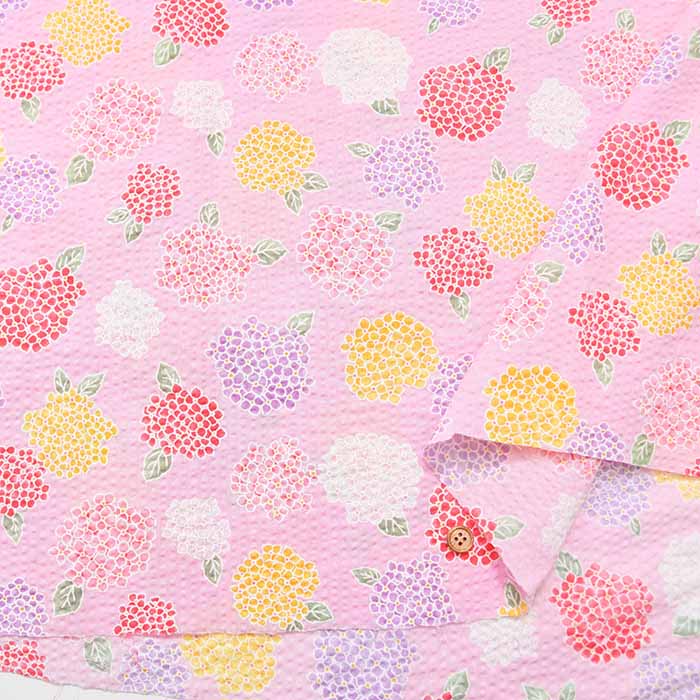 Cotton Ripple Printed Fabric Hydrangea - nomura tailor