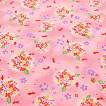 Cotton Ripple Printed Fabric - Hydrangea and Goldfish - nomura tailor