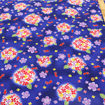 Cotton Ripple Printed Fabric - Hydrangea and Goldfish - nomura tailor