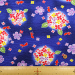 Cotton Ripple Printed Fabric - Hydrangea and Goldfish - nomura tailor