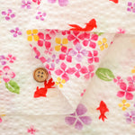Cotton Ripple Printed Fabric - Hydrangea and Goldfish - nomura tailor