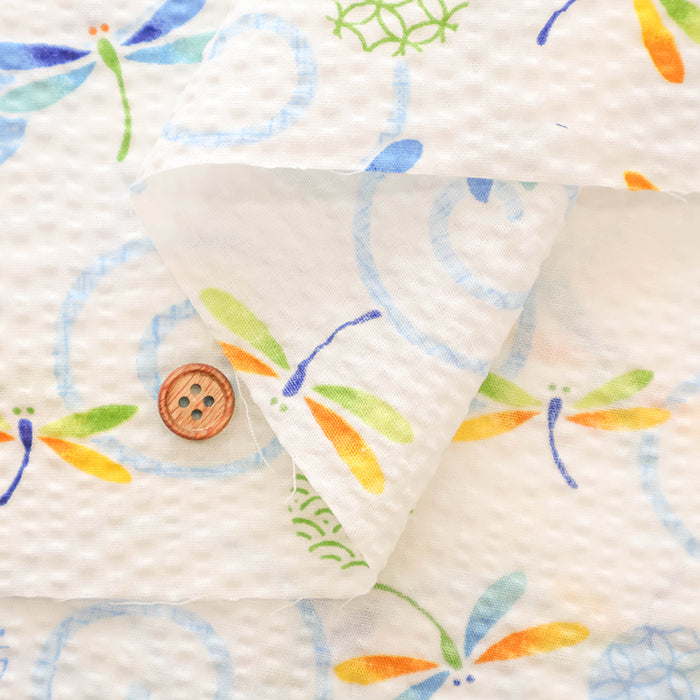 Cotton Ripple Printed Fabric - Dragonfly - nomura tailor
