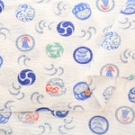 Cotton Ripple Printed Fabric -  Daruma Doll - nomura tailor