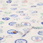 Cotton Ripple Printed Fabric -  Daruma Doll - nomura tailor