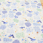 Cotton Ripple Printed Fabric - Whale - nomura tailor