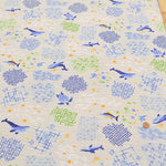 Cotton Ripple Printed Fabric - Whale - nomura tailor