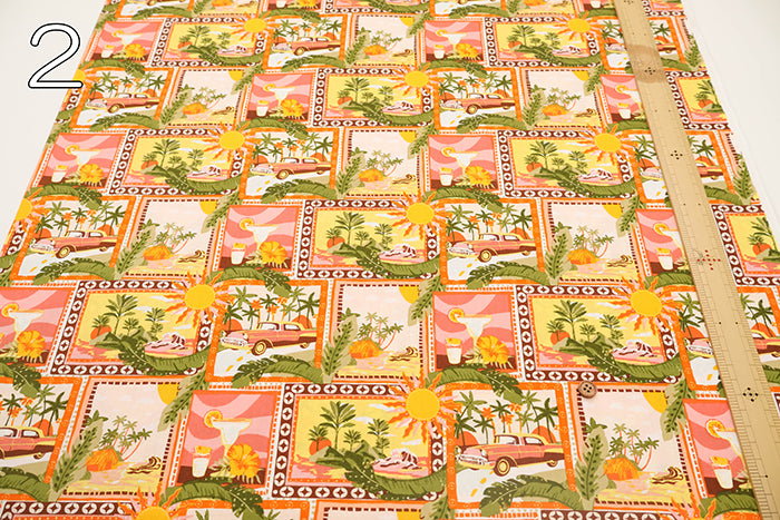 Cotton Broad Printed Fabric - PATCH HAWAII - nomura tailor
