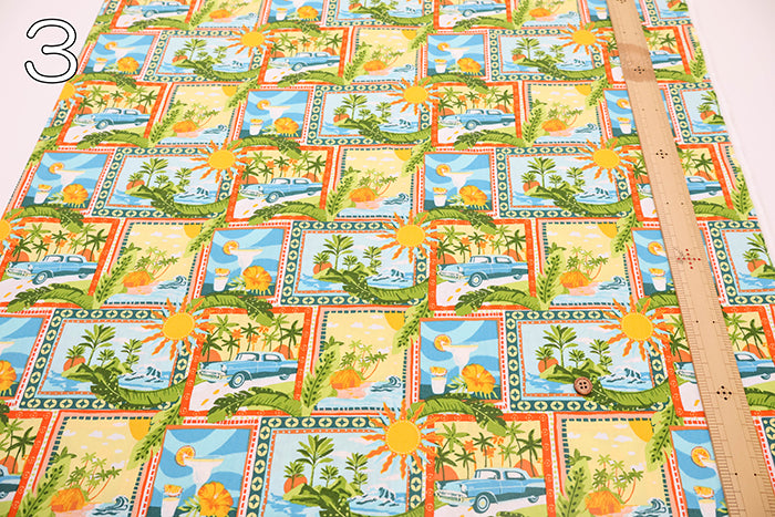 Cotton Broad Printed Fabric - PATCH HAWAII - nomura tailor