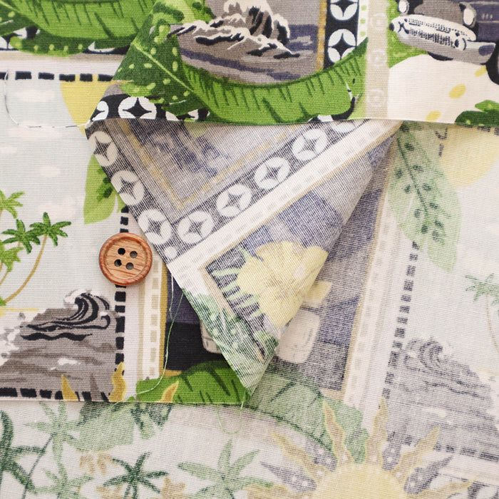 Cotton Broad Printed Fabric - PATCH HAWAII - nomura tailor