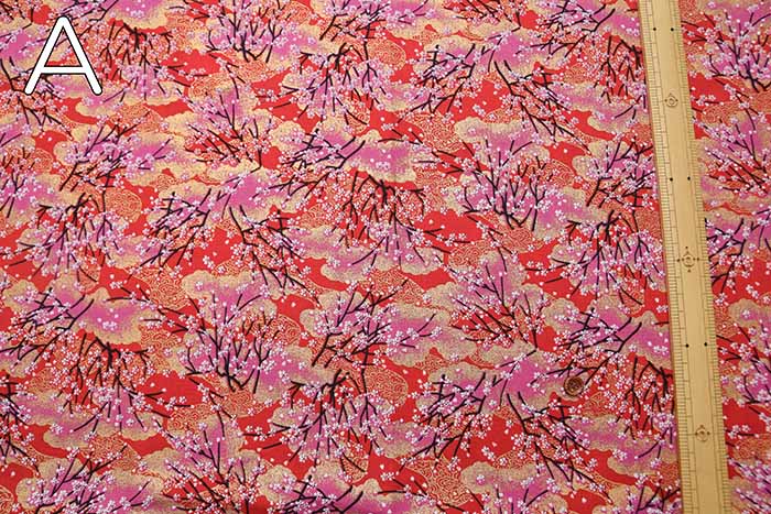 Cotton chintzy grame print fabric "Yumekiro hyakkei" (Cherry blossom) - nomura tailor