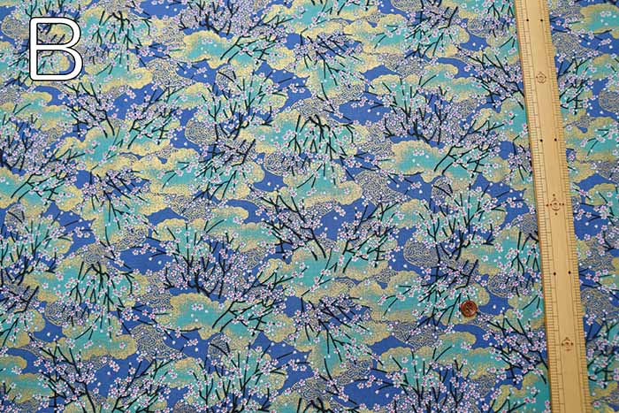 Cotton chintzy grame print fabric "Yumekiro hyakkei" (Cherry blossom) - nomura tailor