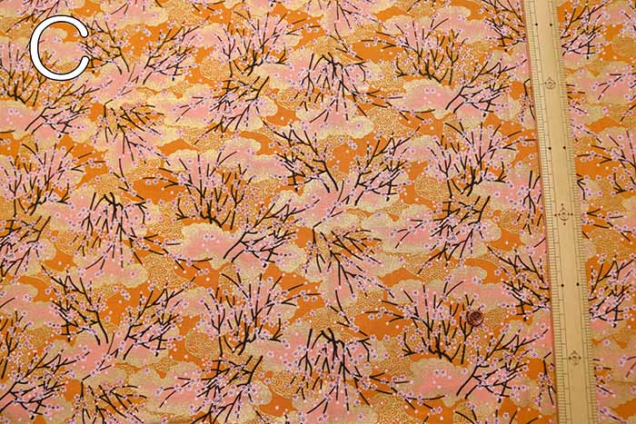 Cotton chintzy grame print fabric "Yumekiro hyakkei" (Cherry blossom) - nomura tailor