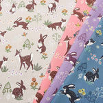 Cotton Ox Printed Fabric Mushrooms and Animals - nomura tailor