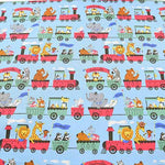 Cotton Ox Printed Fabric Train and Animals - nomura tailor