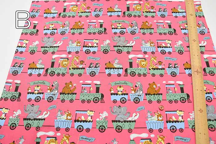 Cotton Ox Printed Fabric Train and Animals - nomura tailor