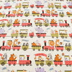 Cotton Ox Printed Fabric Train and Animals - nomura tailor