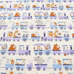 Cotton Ox Printed Fabric Train and Animals - nomura tailor