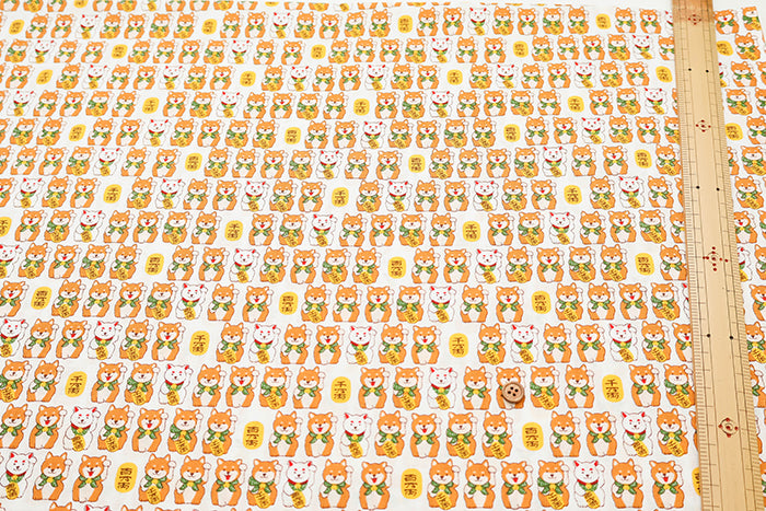 Cotton Scare Fabric - Lucky Shiba Dog - nomura tailor