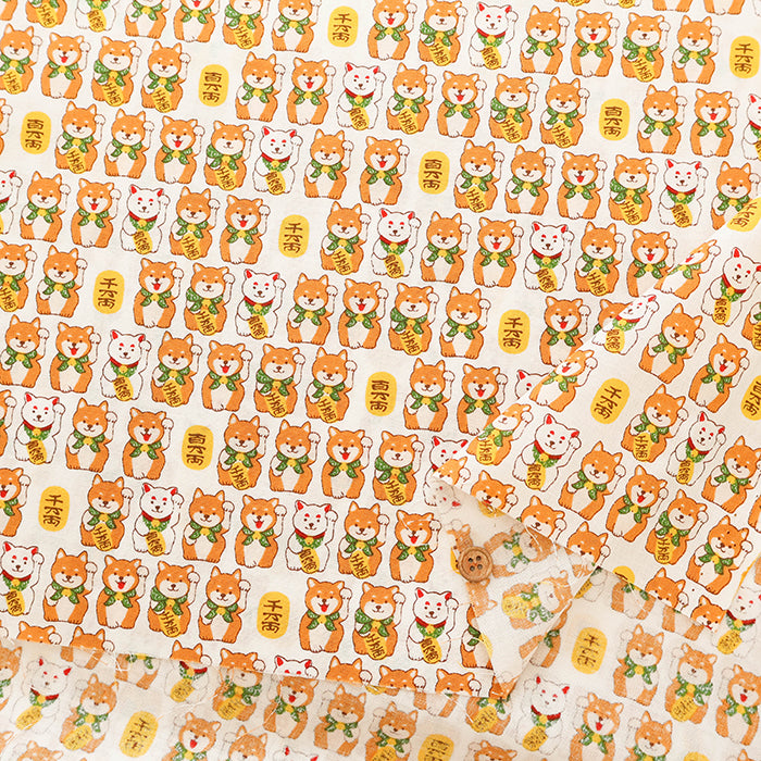 Cotton Scare Fabric - Lucky Shiba Dog - nomura tailor