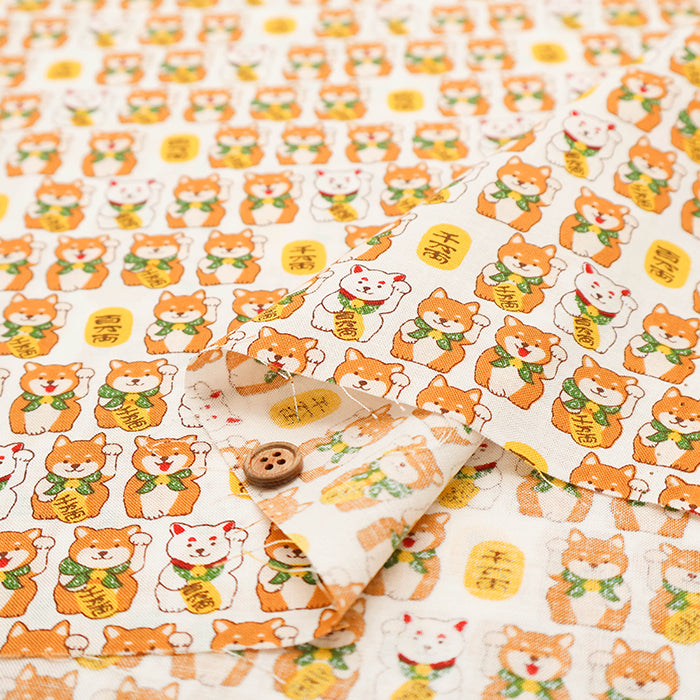 Cotton Scare Fabric - Lucky Shiba Dog - nomura tailor