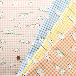Cotton Sharting Printed Fabric - Gingham Shimaenaga Bird - nomura tailor
