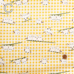 Cotton Sharting Printed Fabric - Gingham Shimaenaga Bird - nomura tailor