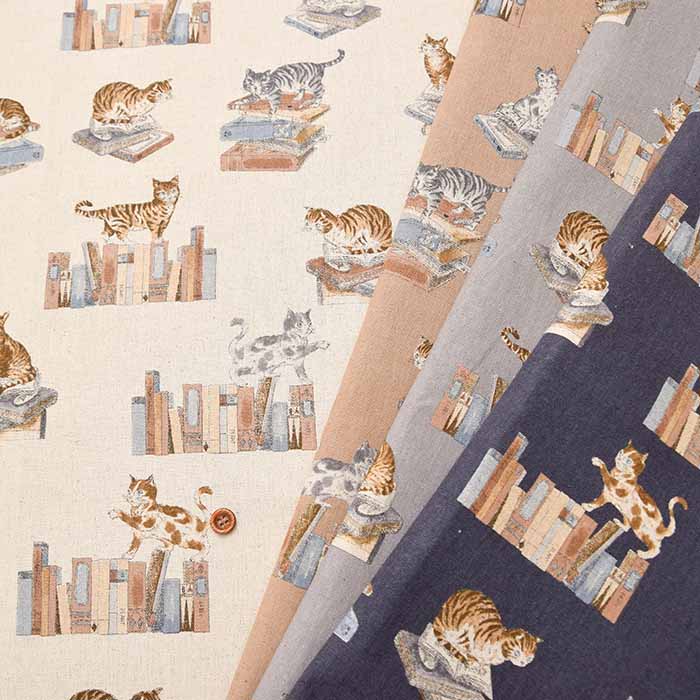 C/L Canvas Printed Fabric Book and Cat - nomura tailor