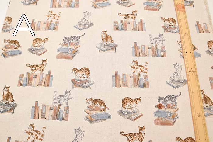 C/L Canvas Printed Fabric Book and Cat - nomura tailor