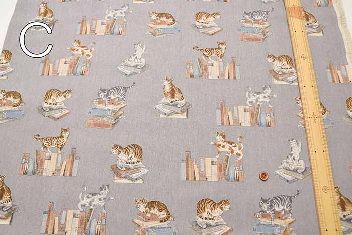 C/L Canvas Printed Fabric Book and Cat - nomura tailor