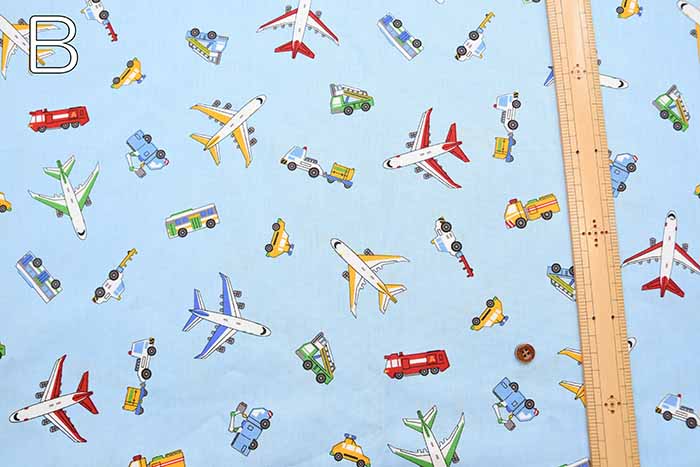 Cotton CB printed fabric - a pair of kikes and a car - nomura tailor